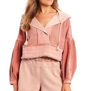 Chelsea and Violet Pink Cropped Boho Hoodie